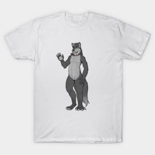 Spread Happiness with a Strong and Friendly Waving Grey Wolf T-Shirt